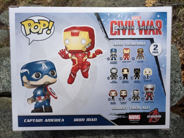 Box Back Civil War Collector Corps POP Vinyls Two-Pack Cap Iron Man