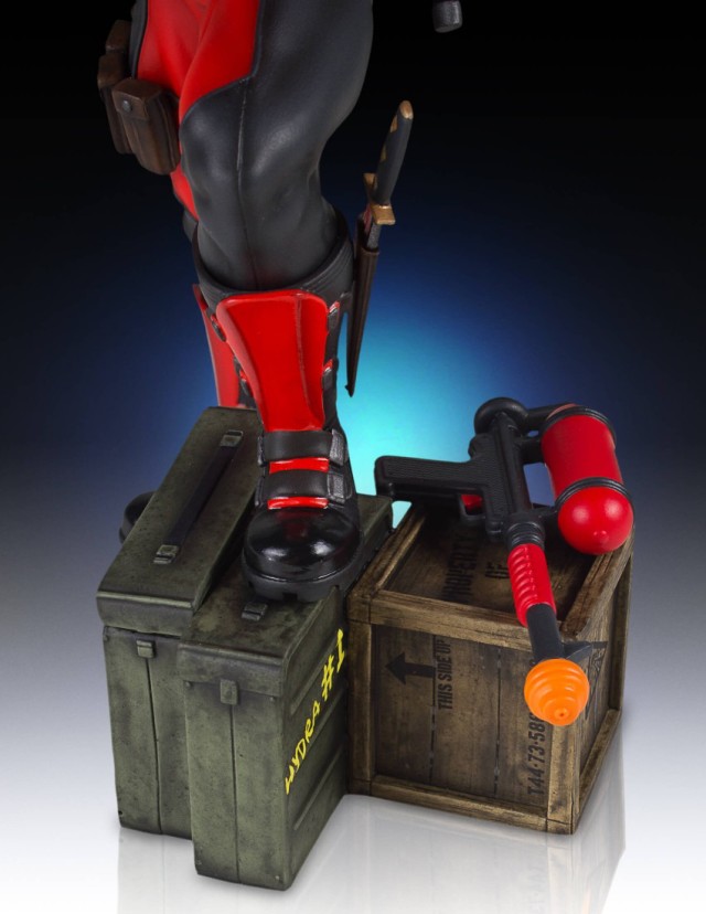 Detail of Crates with Deadpool Gentle Giant Gallery Statue