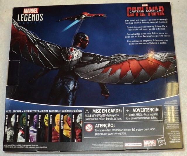 Box Back Marvel Legends Civil War Falcon Figure