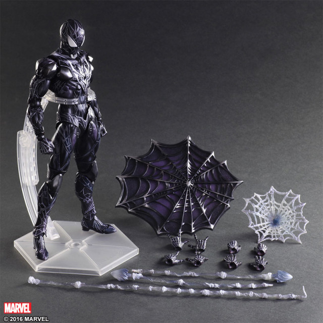 Play Arts Kai Black Costume Spider-Man Figure and Accessories