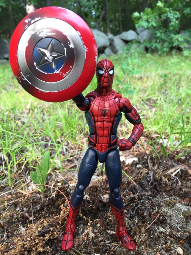 Marvel Legends Movie Spider-Man Holding Captain America's Shield