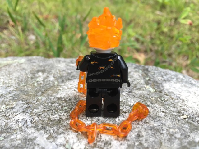 Back of LEGO Ghost Rider Figure