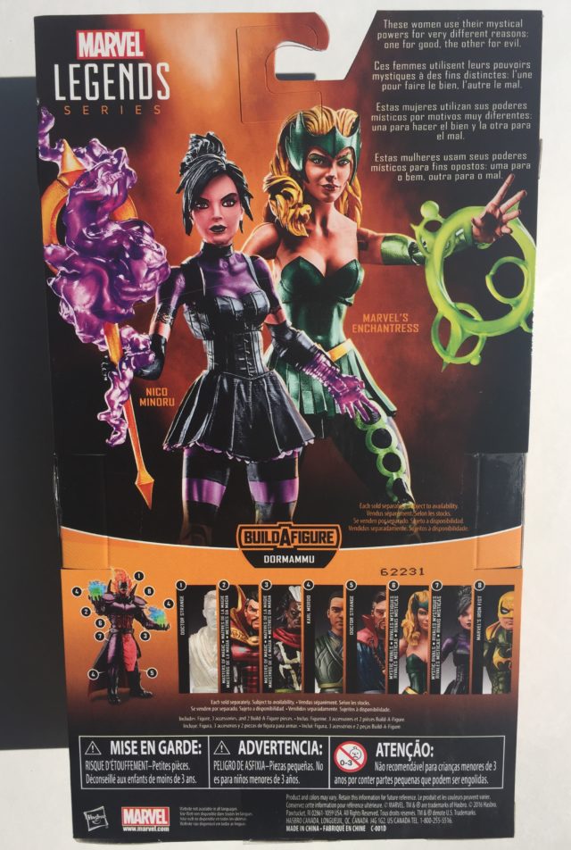 Back of Package Marvel Legends Enchantress Nico Mystic Rivals