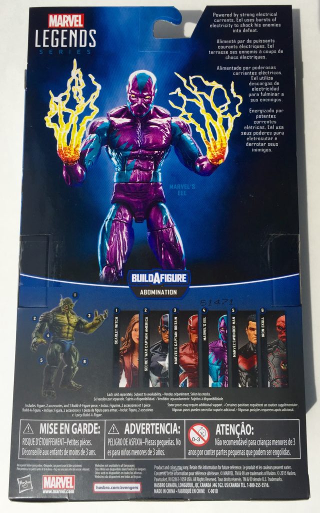 Back of Marvel's Eel Legends Figure Packaging