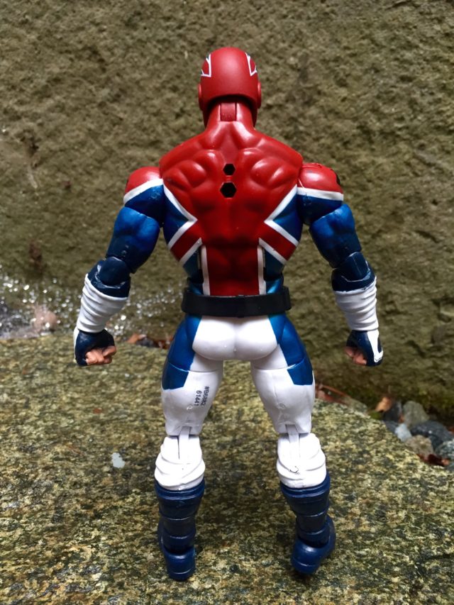 Back of Hasbro 6" Marvel Legends Captain Britain Action Figure