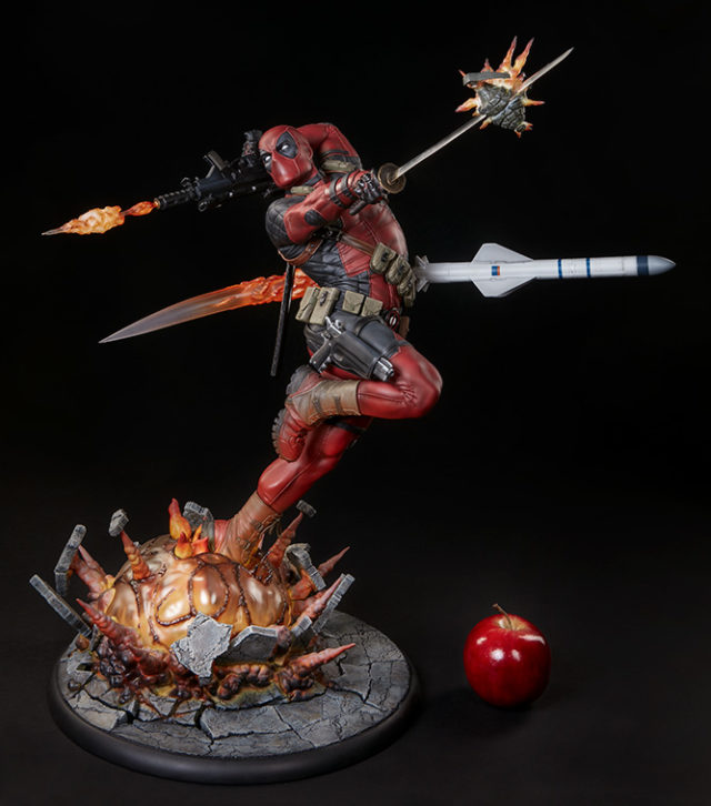 heat-seeker-deadpool-premium-format-statue-scale-photo-with-apple