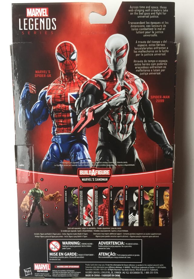 Back of 2017 Marvel Legends 2099 Spider-Man Figure