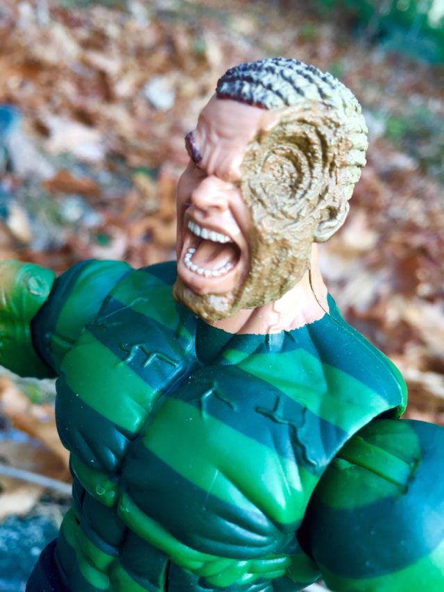 Close-Up of Spider-Man Legends Sandman Head Battle Damaged