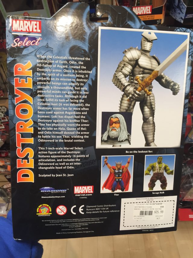 Back of Package Marvel Select Destroyer Figure