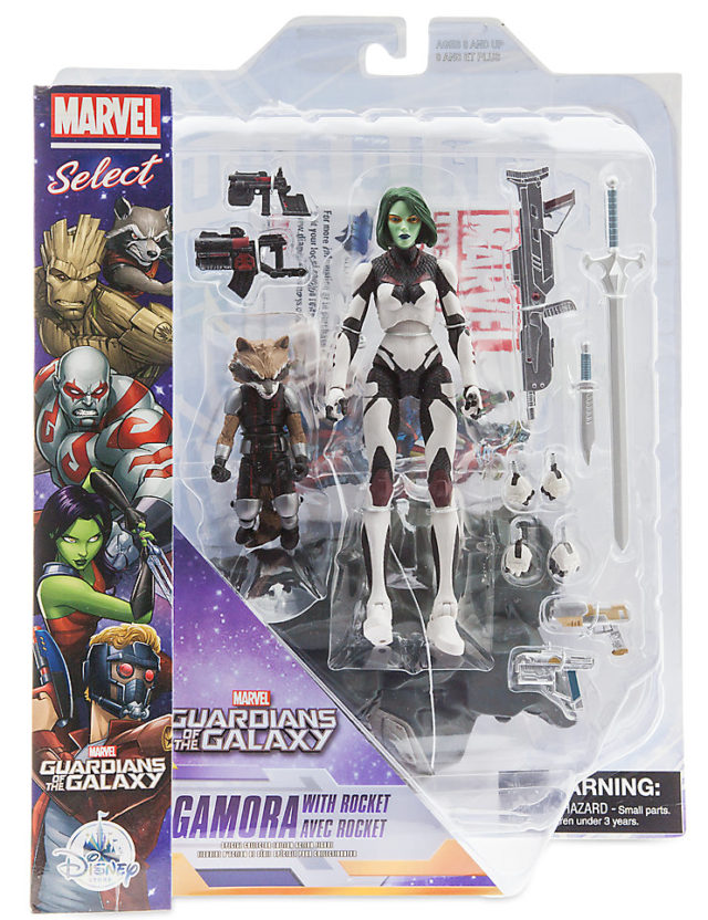 Marvel Select Gamora and Rocket Raccoon Figures Packaged