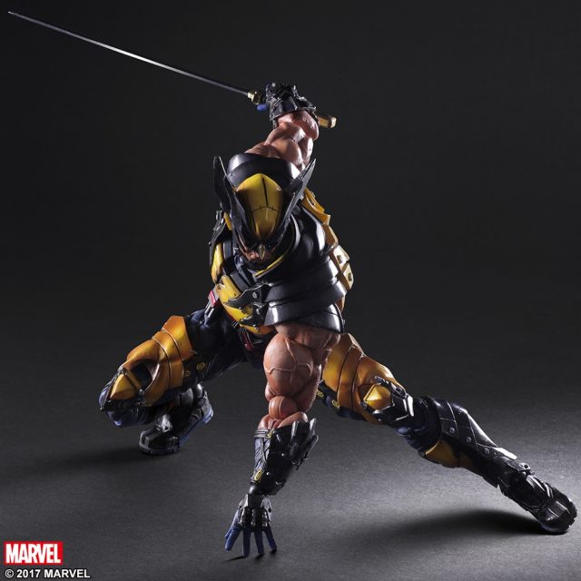 Play Arts Wolverine Figure Wielding Katana Sword