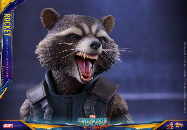 Close-Up of Hot Toys GOTG 2 Rocket Raccoon Open Mouthed Screaming Head