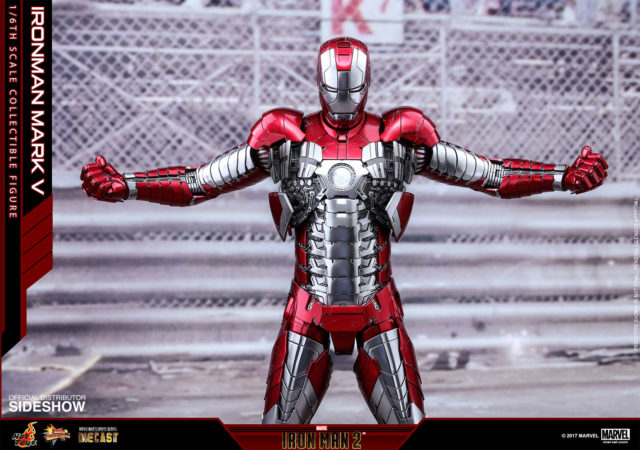 Hot Toys 2017 Iron Man Mark 5 Suitcase Armor Die-Cast Figure Chrome