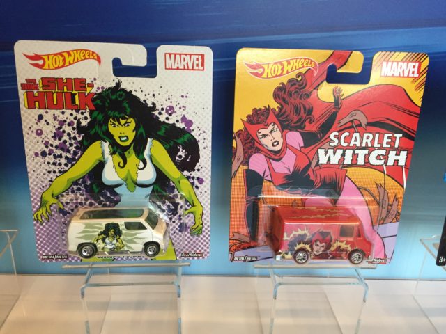 Hot Wheels She-Hulk and Scarlet Witch Cars Packaged