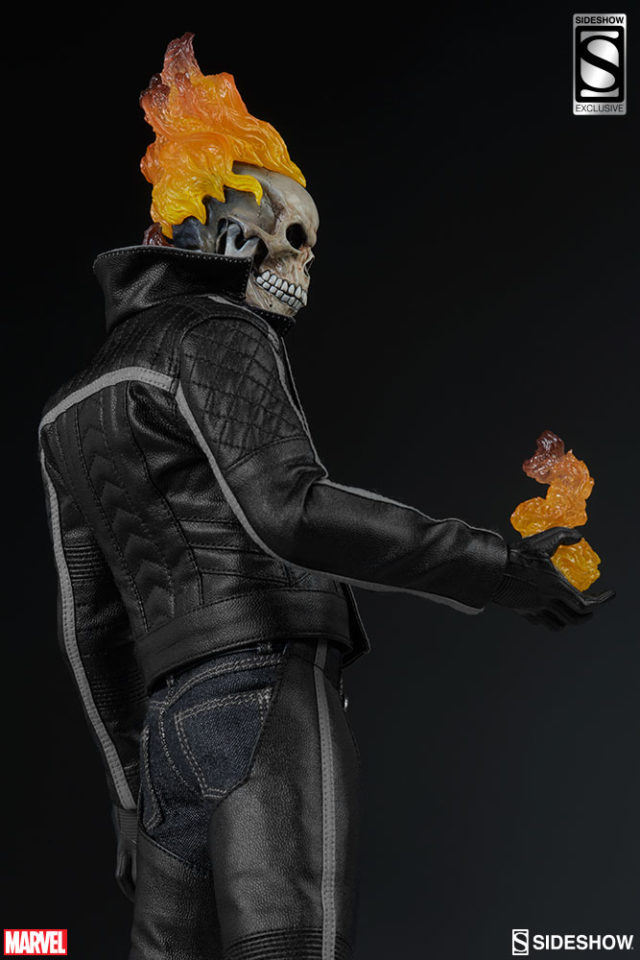 Side View of Sideshow Collectibles Exclusive Ghost Rider Figure with Hellfire Hands