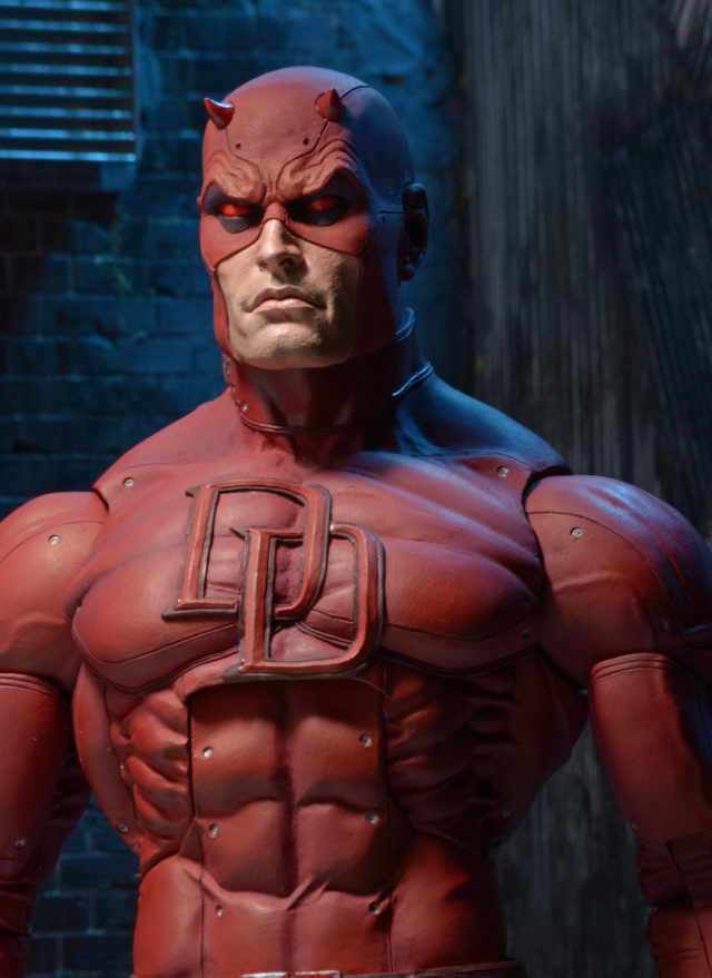 Close-Up of NECA Daredevil 18 Inch Figure Head Sculpt