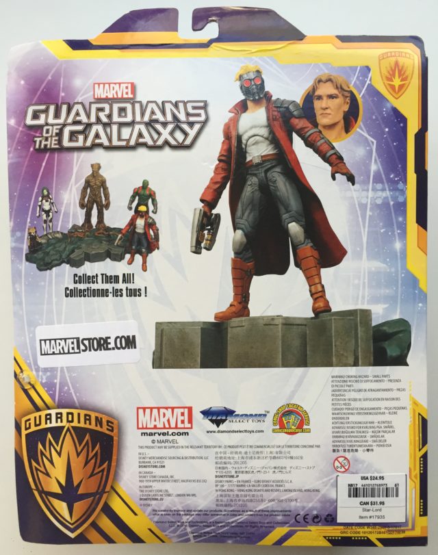 Box Back Marvel Select Exclusive Star Lord Action Figure