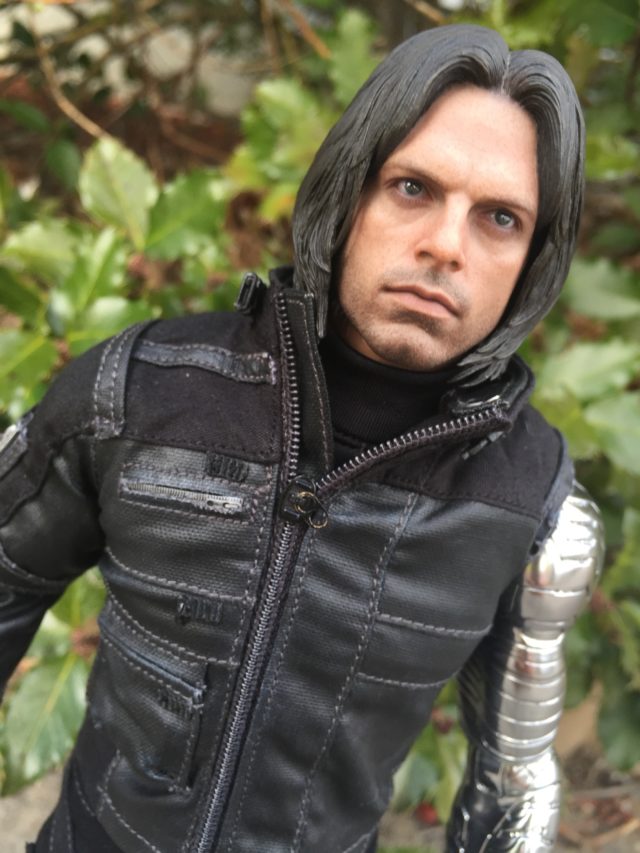 Close-Up of Sebastian Stan Hot Toys Bucky Portrait Head Likeness Civil War