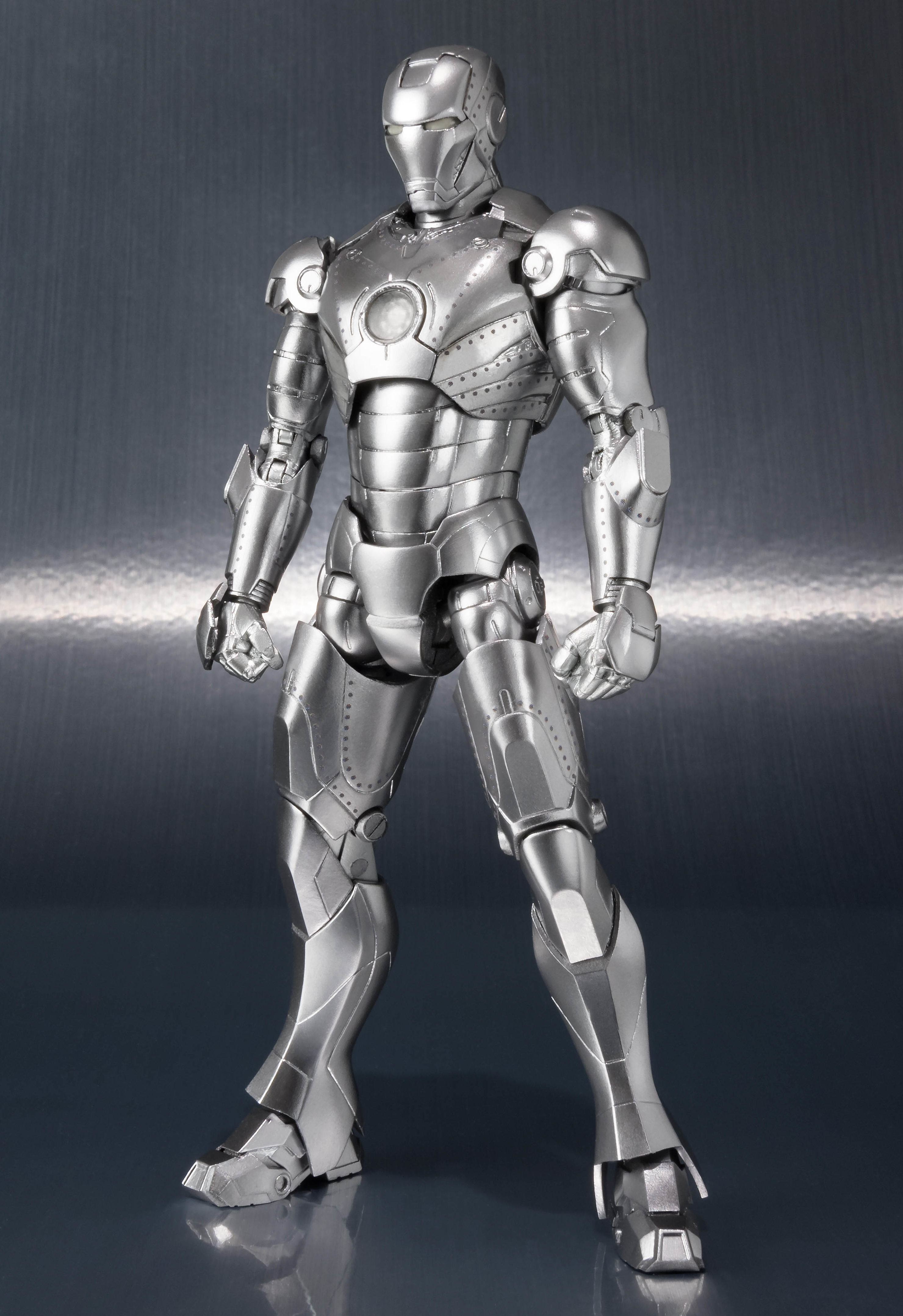 silver iron man action figure