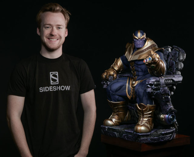 Scale Photo Thanos on Throne Statue with Human Being Size Comparison