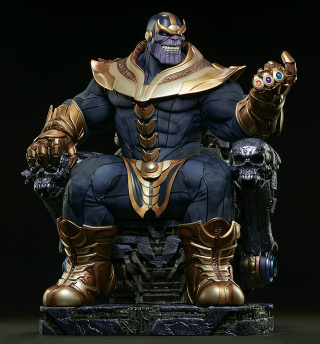 Sideshow Collectibles Thanos EX Statue on Throne Smiling Head