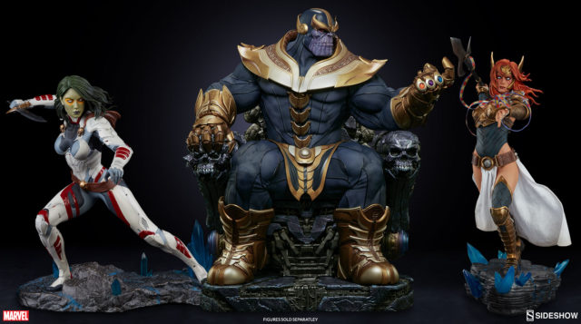 Size Comparison Sideshow Thanos Statue with Angela and Gamora Premium Format Figures