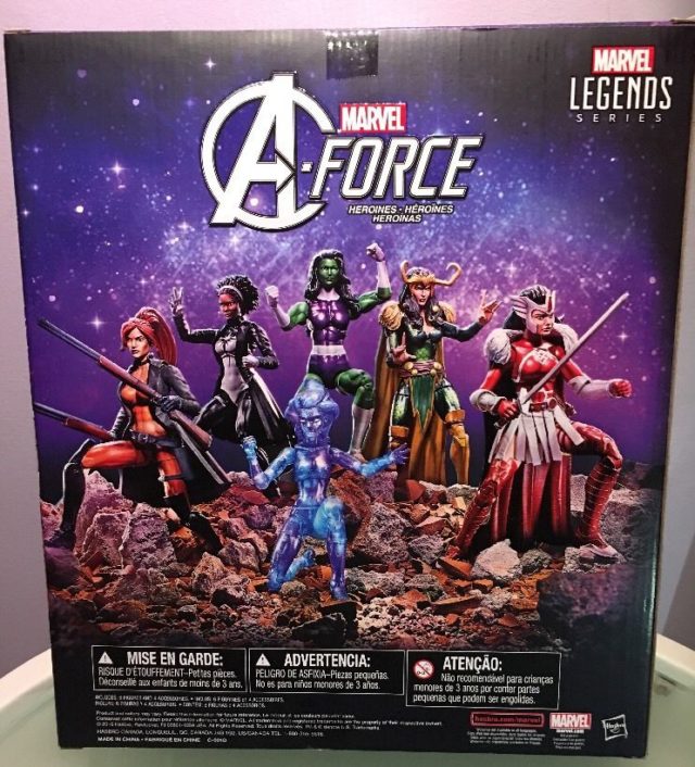 Back of A-Force Marvel Legends Box Set Box