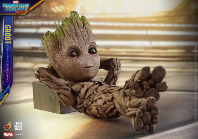 Hot Toys GOTG Vol. 2 Little Groot Laying on Crate