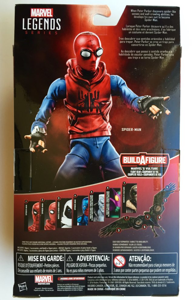 Back of Package Marvel Legends Spider-Man Homecoming Home Made Costume Spider-Man Box