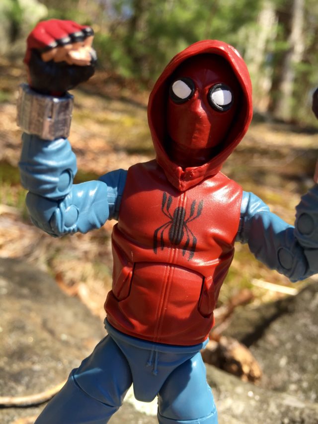 Close-Up of Spider-Man Legends Figure with Hoodie Up