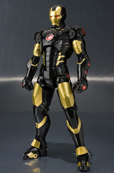 black and gold iron man action figure