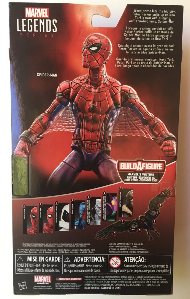 Back of Box Web Wings Spider-Man Tech Suit Marvel Legends Figure