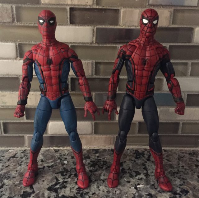 Comparison of Marvel Legends Homecoming Spider-Man and Civil War Spider-Man Figures