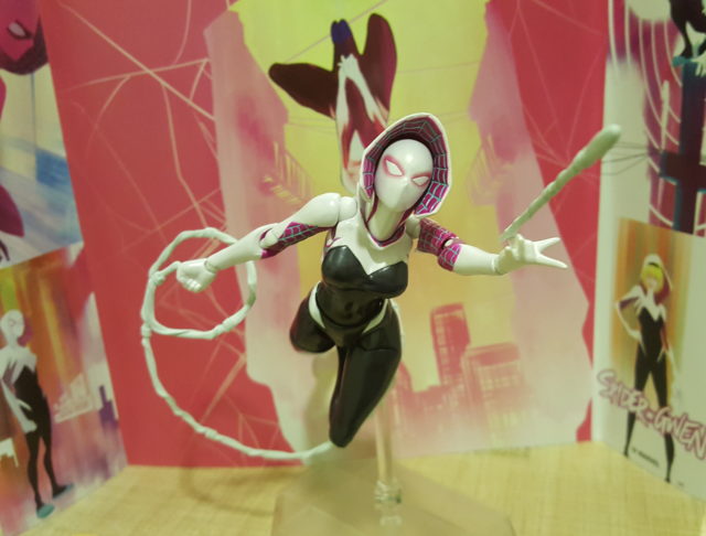 Spider-Gwen Six Inch Figure Revoltech Web Swinging