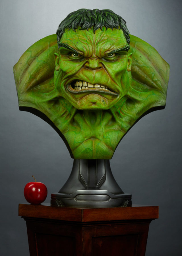 Hulk Sideshow Life Size Bust Size Comparison with Apple