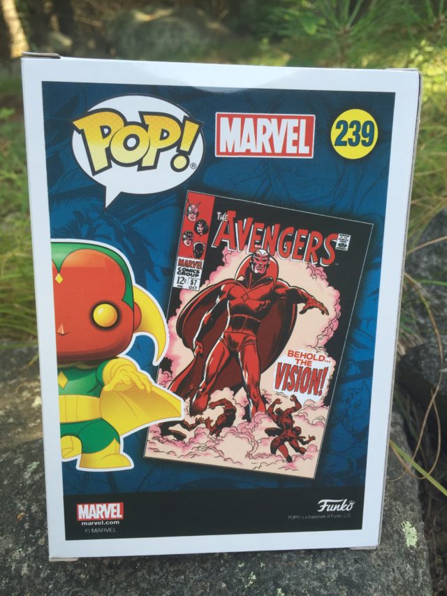 Box Back Funko POP Vision Avengers 59 Exclusive 