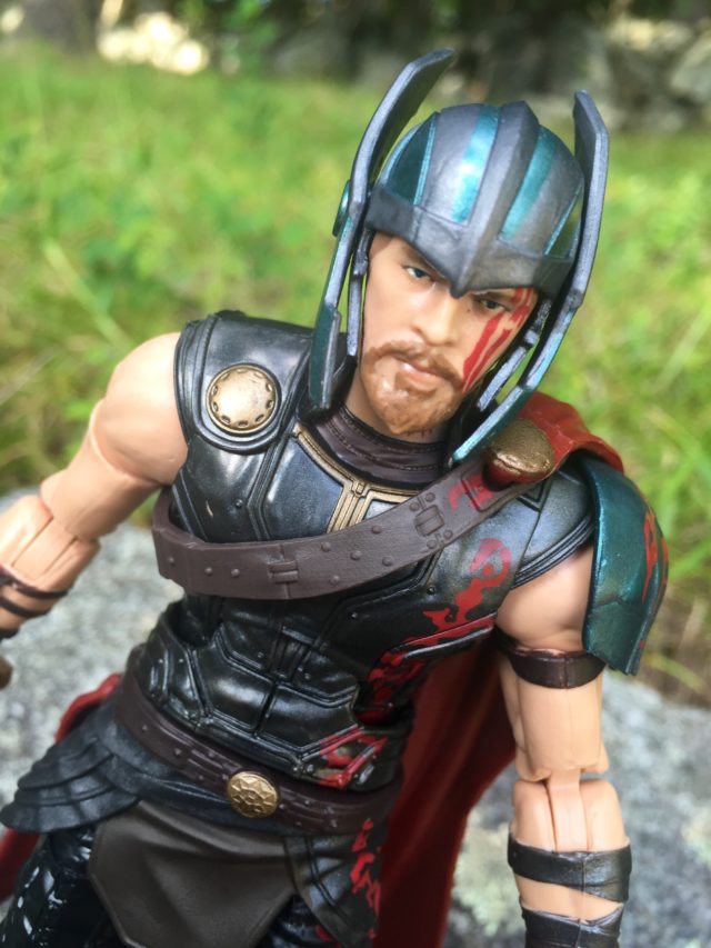 Close-Up of Gladiator Thor Marvel Legends Helmet Bent