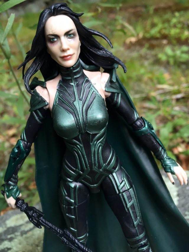 Close-Up of Unmasked Hela Marvel Legends Figure Head Cate Blanchett