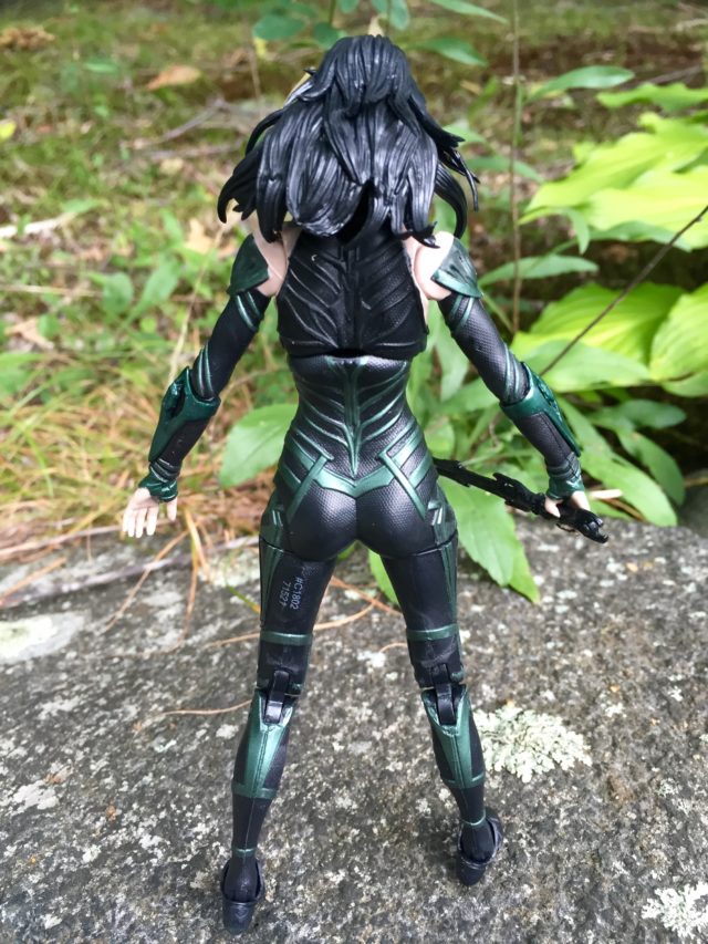 Back of Marvel Legends Movie Hela Figure with Cape Off