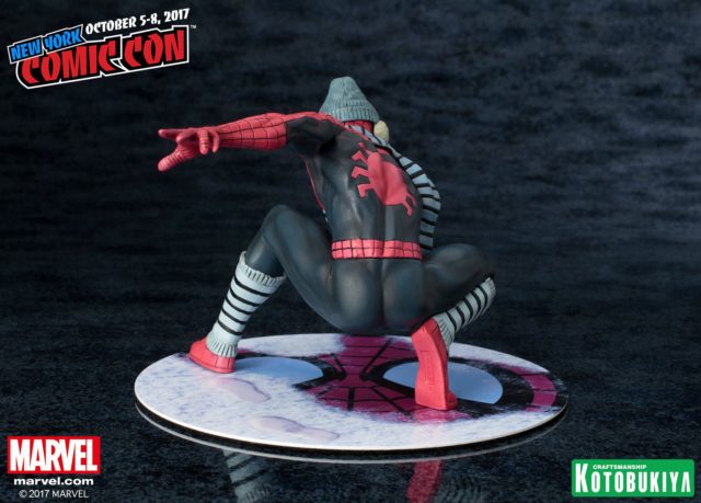 Back of New York Comic Con 2017 Kotobukiya Winter Gear Spider-Man Figure