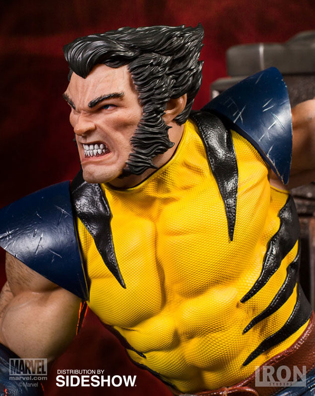 Close-Up of Iron Studios Unmasked Wolverine Logan Head