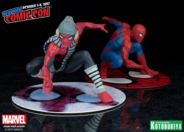 Marvel Kotobukiya NYCC 2017 Exclusive Spider-Man Winter Gear ARTFX+ Comparison