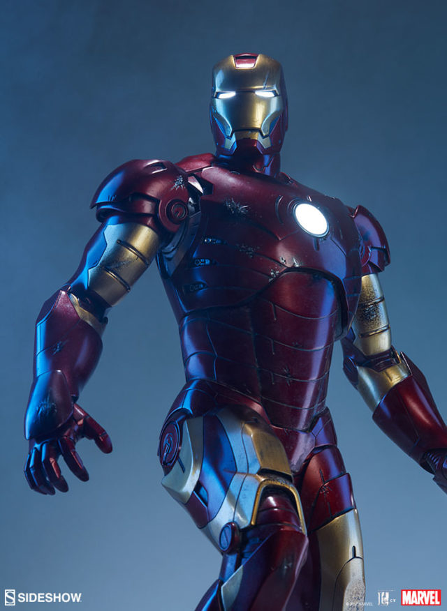 Close-Up of Iron Man Mark III Maquette with Lights On