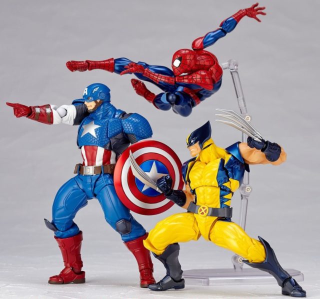 Kaiyodo Revoltech Marvel Wolverine Spider-Man Captain America