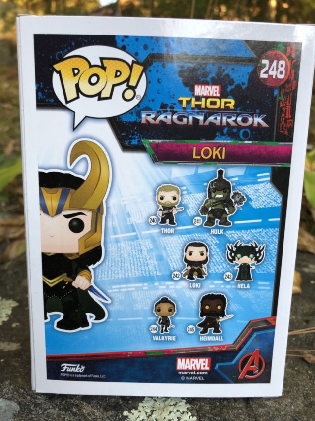 Back of Box Funko Loki POP Vinyl MCC Exclusive