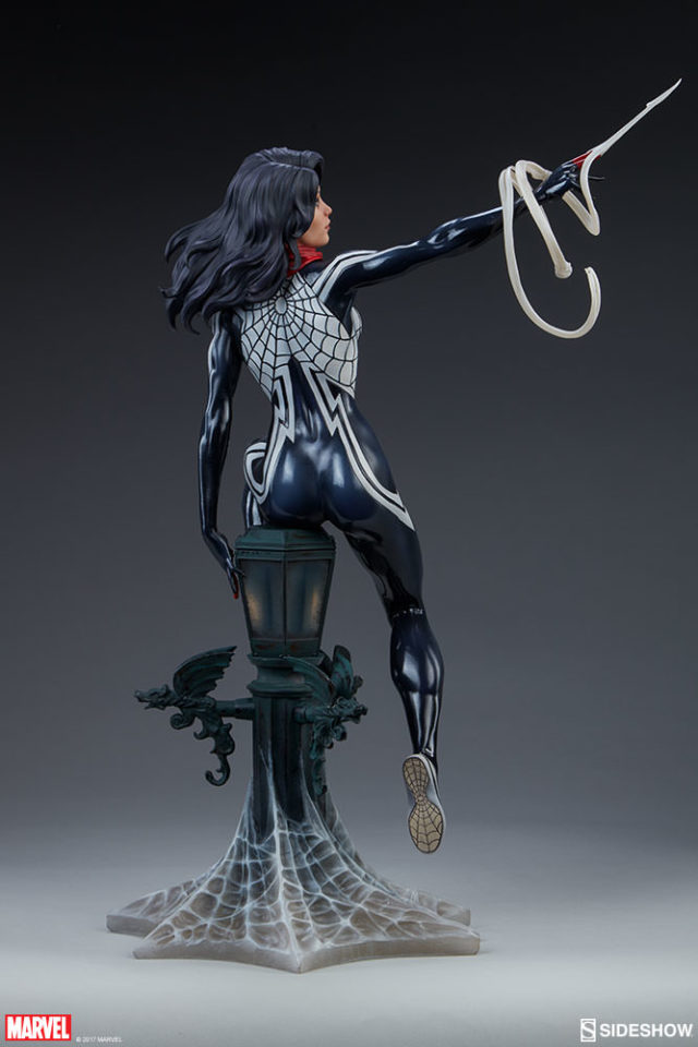 Back of Sideshow Spider-Verse Silk Statue