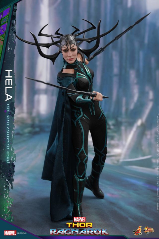 Hela Hot Toys Figure Posed with Swords