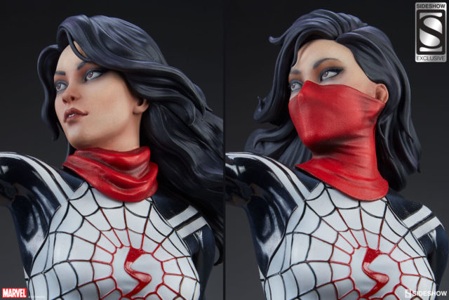 Sideshow Spider-Verse Silk Statue Heads Masked and Unmasked Portraits