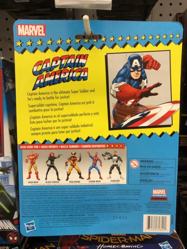 Back of Package Vintage Captain America Figure 2017 Marvel Legends