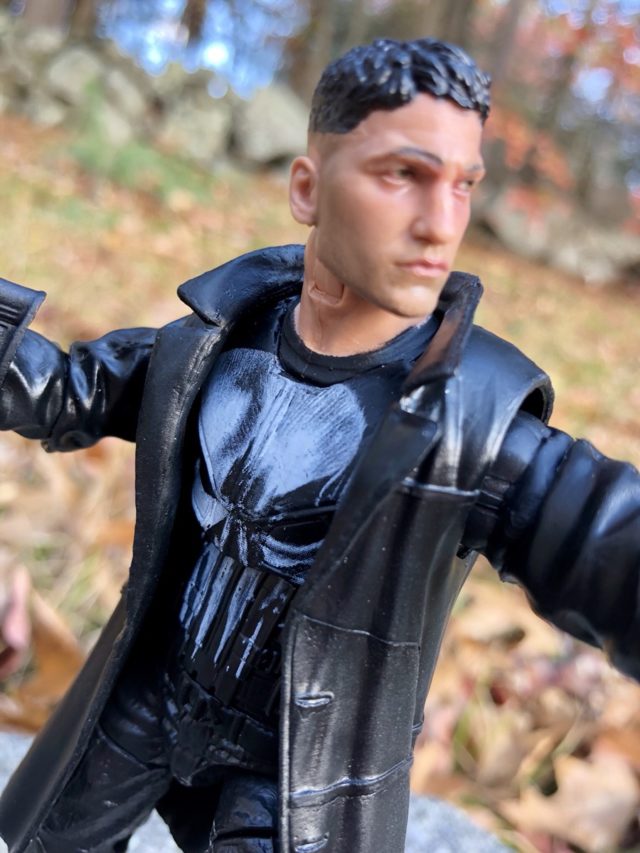 Close-Up of Netflix Punisher Marvel Legends Figure Skull Logo Vest